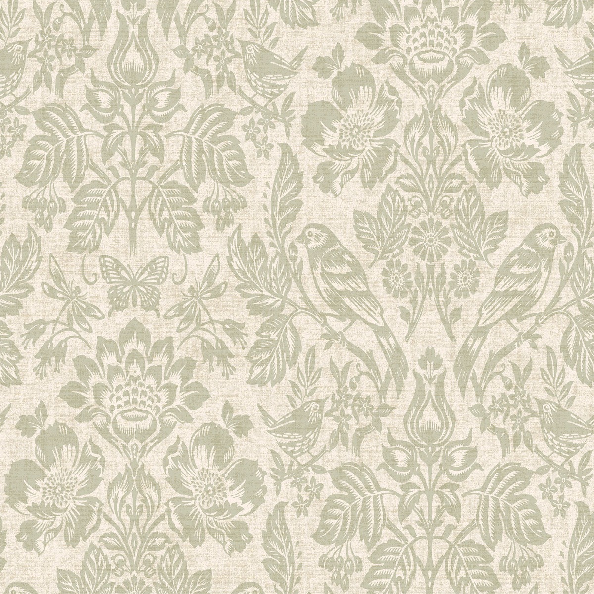 Hawthorn Meadow Textured Blown Vinyl Wallpaper Sage Green Holden 76001