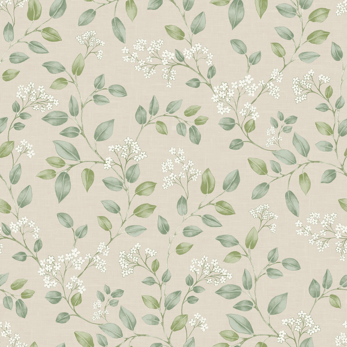 Forget Me Not Floral Trail Wallpaper Neutral / Green Grandeco 199101