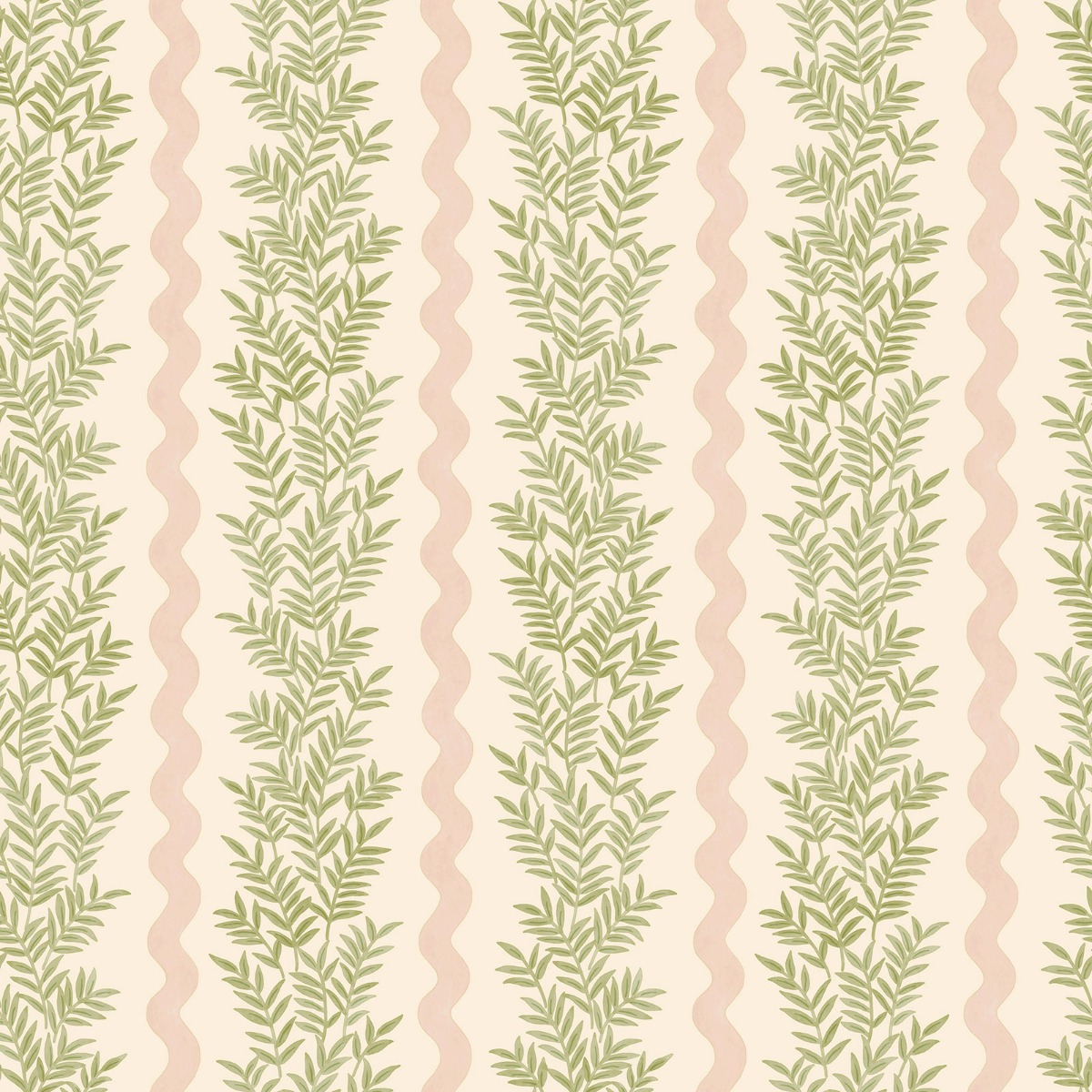 Holden Decor Foliage Stripe Cream / Blush Wallpaper, Green