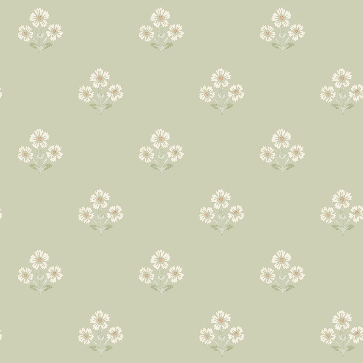 Daisy Floral Wallpaper Sage Green Holden 13971