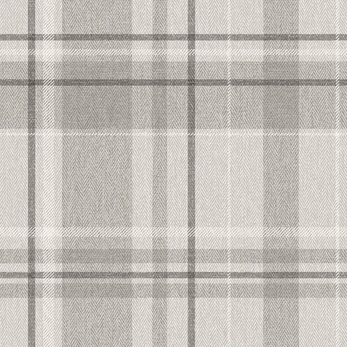Crown Wallpapers Harris Tweed Herringbone Check grey Wallpaper Luxury Fabric Effect, Grey
