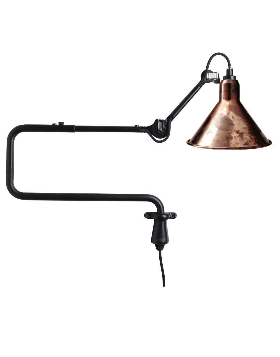 Lampe Gras 303 Wall Light Raw Copper Shade With White Interior Conic