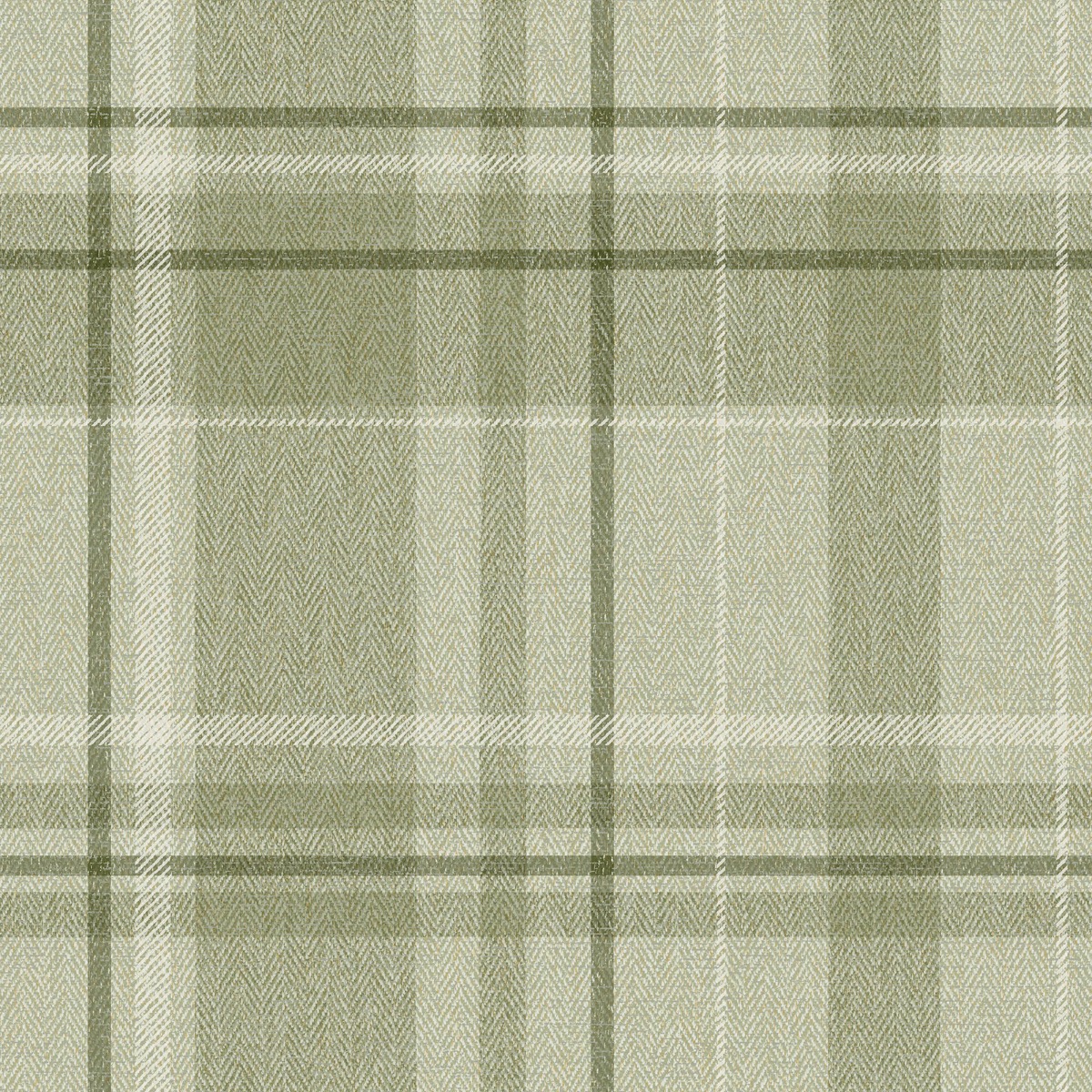 Crown Wallpapers Harris Tweed Herringbone Check Green Wallpaper Luxury Fabric Effect, Green
