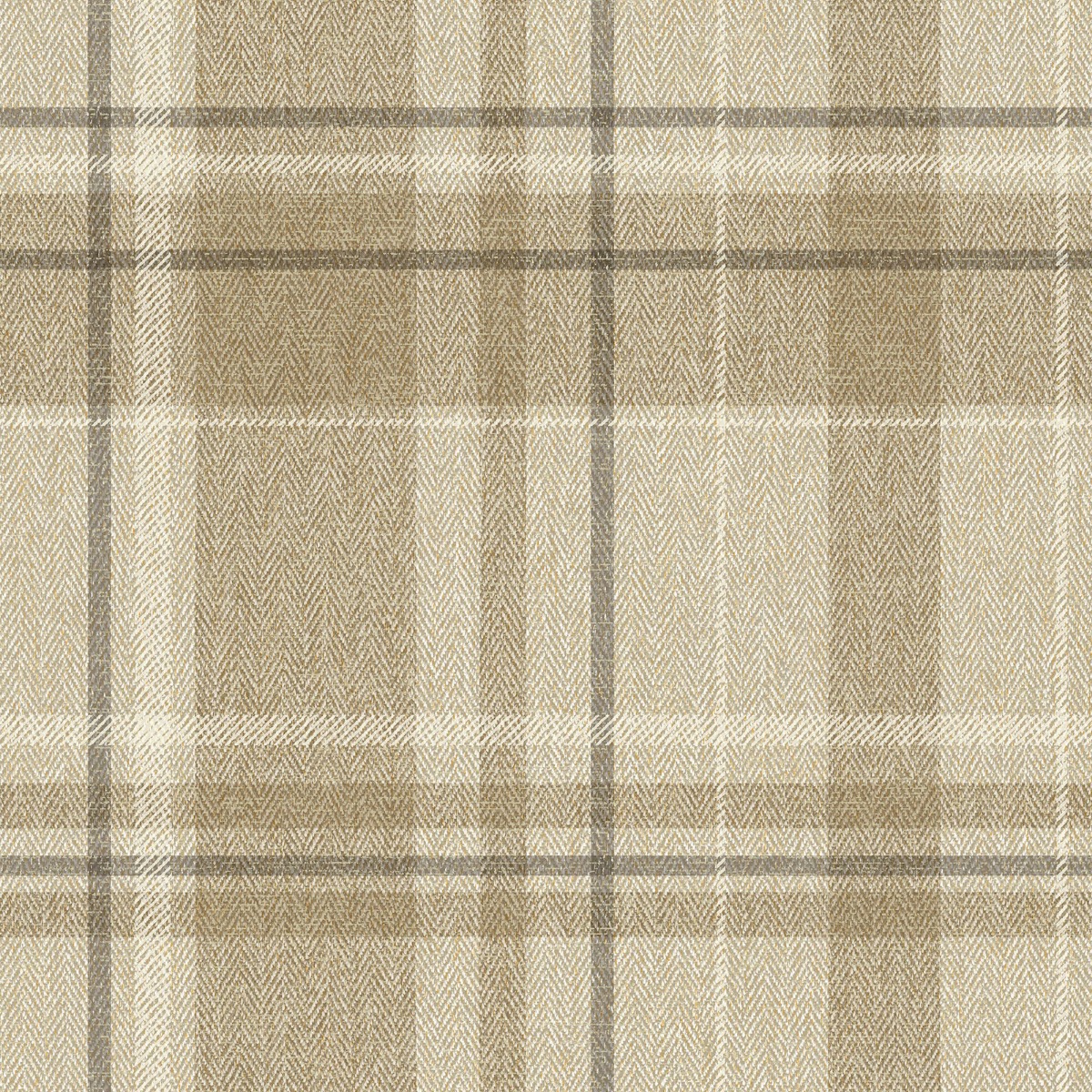 Crown Wallpapers Harris Tweed Herringbone Check Natural Wallpaper Luxury Fabric Effect, Cream