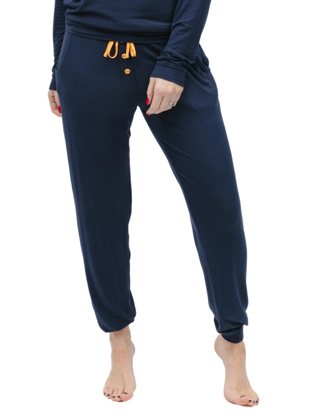 Say hello to comfy pyjamas that won’t let you down with the Cyberjammies Cosmo jersey pyjama bottoms. Made from the softest jersey fabrics and with contrasting trims, these pyjama bottoms allow for stretch and flexibility, ensuring you a good night’s sleep every time. With an elasticated waist at the back and an adjustable drawstring at the front, these bottoms fit snugly to your body. Additionally, two convenient pockets let you store small items. Last but not least, these pyjama bottoms are cuffed at the ankle for extra cosiness. Don’t forget to check out the matching coordinates to complete the look.  Jersey pyjama bottoms Comfy and soft fabrics Contrasting trims Excellent stretch and flexibility Elasticated back waist Adjustable front drawstring Two convenient pockets Cuffed at the ankle Matching coordinates available Country of origin: India Composition: 95% modal &pipe; 5% Elastane Listed in UK sizes  9806-8 9806 Loungewear