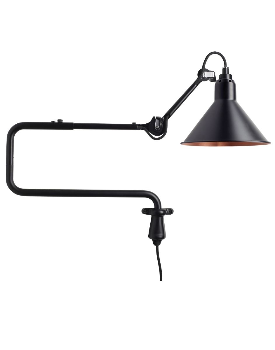Lampe Gras 303 Wall Light Black Shade With Copper Interior Conic
