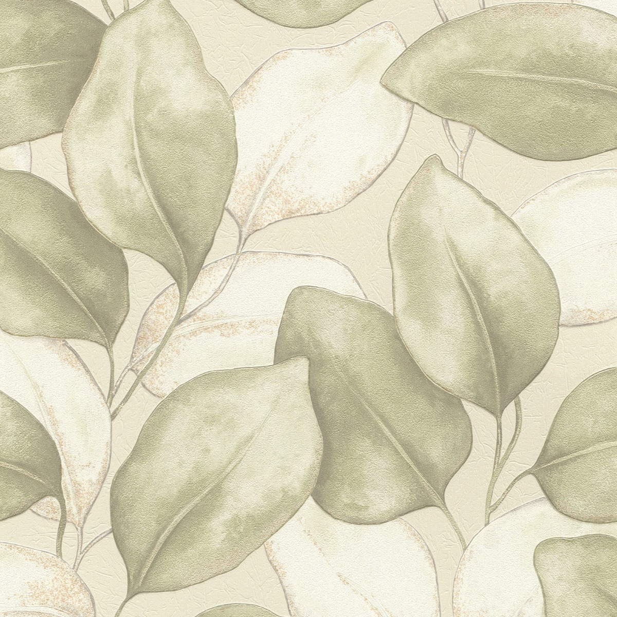 Opulenza Leaf Vinyl Wallpaper Sage Green Rasch 659870
