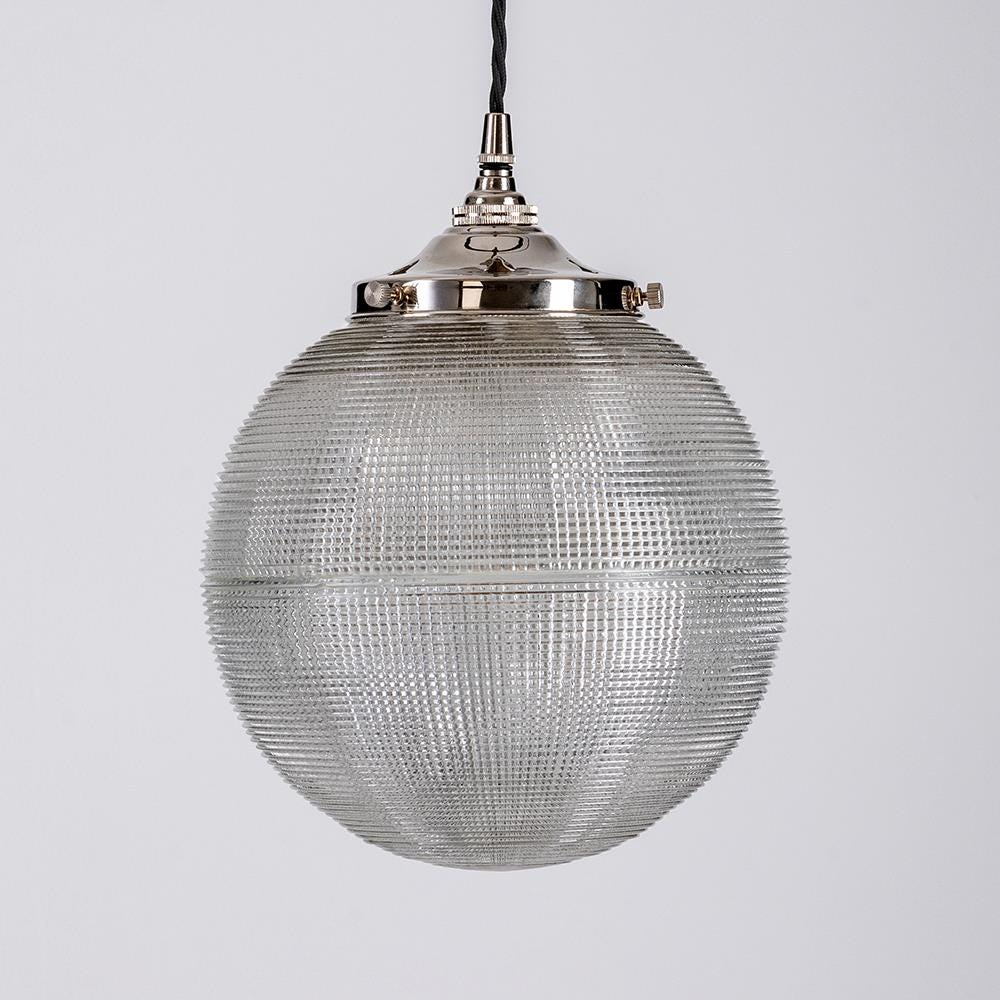 Old School Electric Prismatic Globe Pendant Light Small Polished Nickel Clear Designer Pendant Lighting