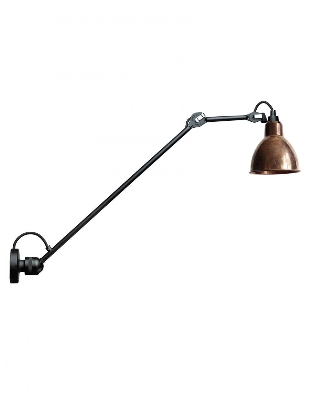 Lampe Gras 304 Large Wall Light Raw Copper Shade With White Interior Round Shade