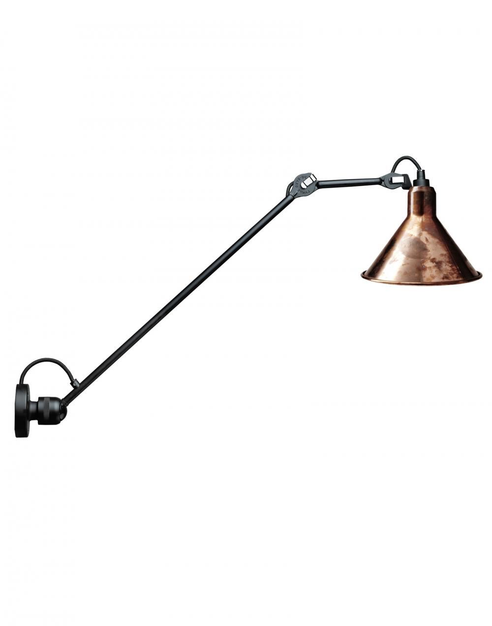 Lampe Gras 304 Large Wall Light Raw Copper Shade With White Interior Conic Shade