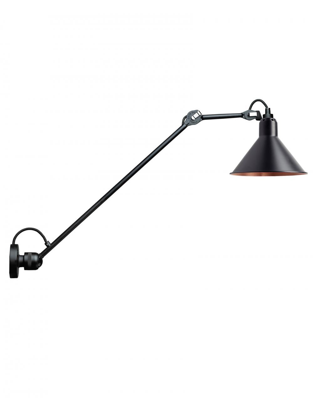 Lampe Gras 304 Large Wall Light Black Shade With Copper Interior Conic Shade