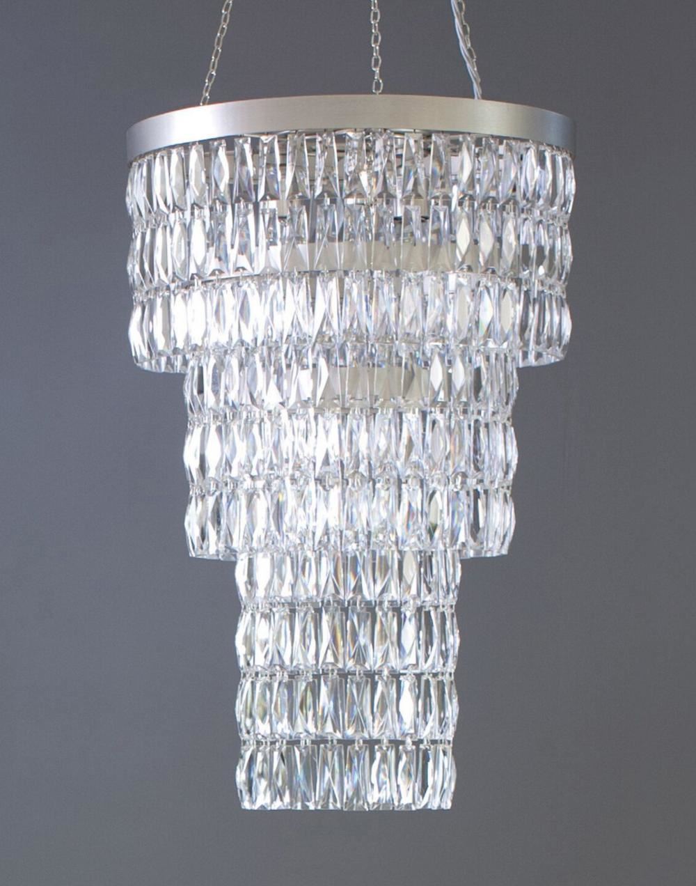 Crystal Long Chandelier Small Mirrored Crystal Bronze