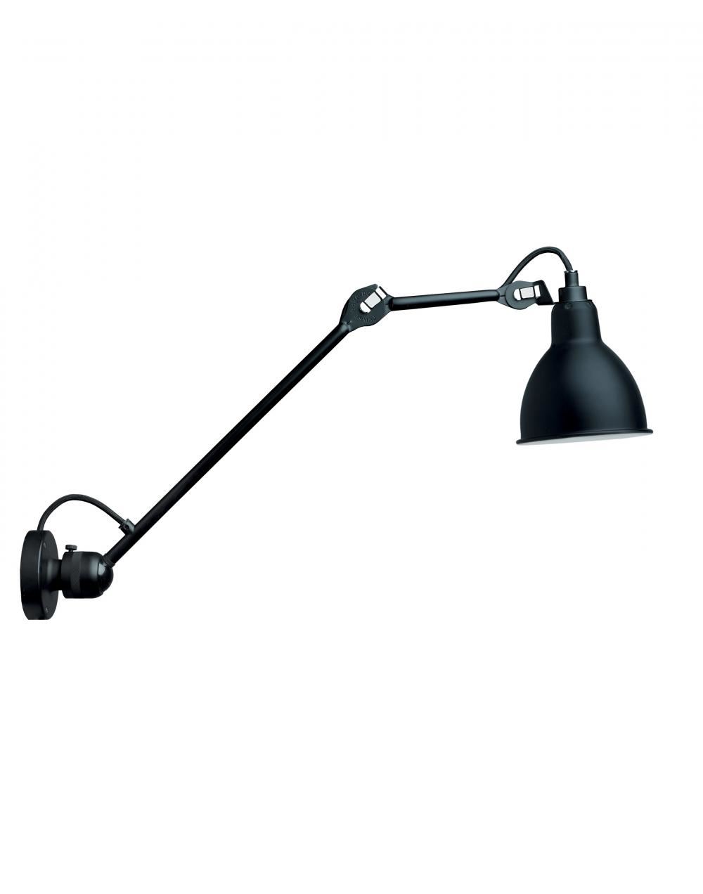 Lampe Gras 304 Medium Wall Light Black Shade Round Shade