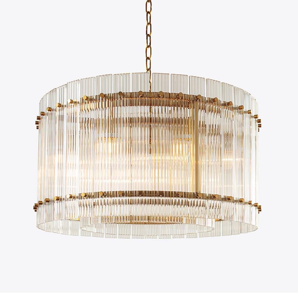 Pure White Lines San Francisco Chandelier Medium Nickel Silver