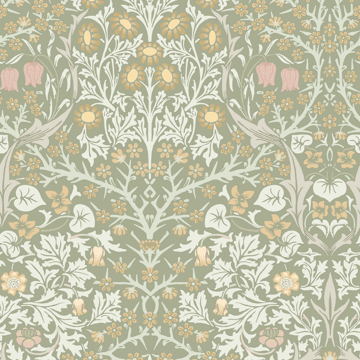 William Morris At Home Blackthorn Wallpaper Sage Green 124253
