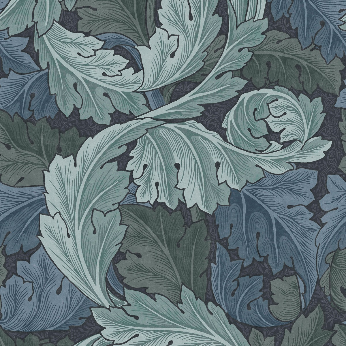 William Morris At Home Acanthus Blue Wallpaper - 10m x 52cm