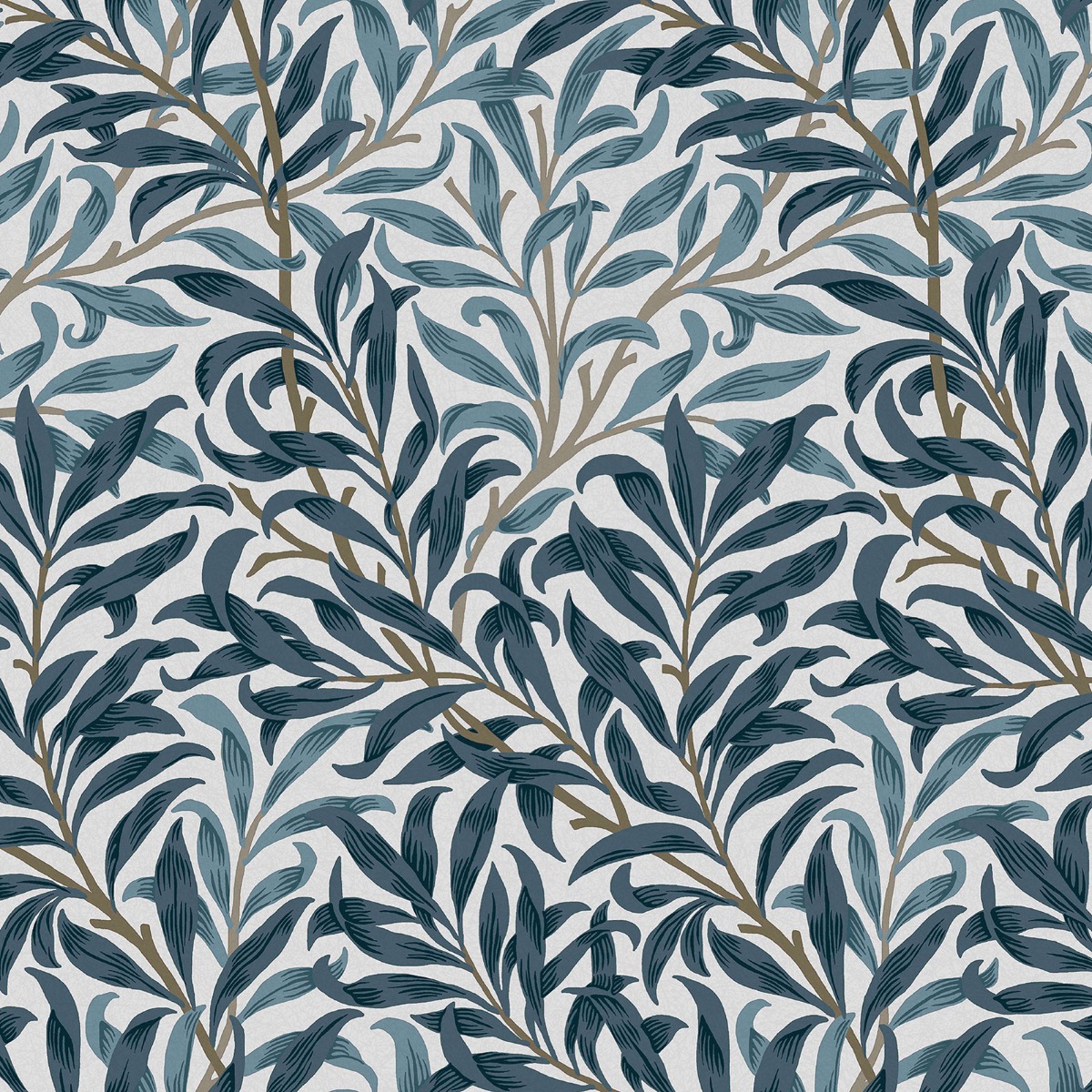 William Morris At Home Willow Bough White & Blues Wallpaper - 10m x 52cm