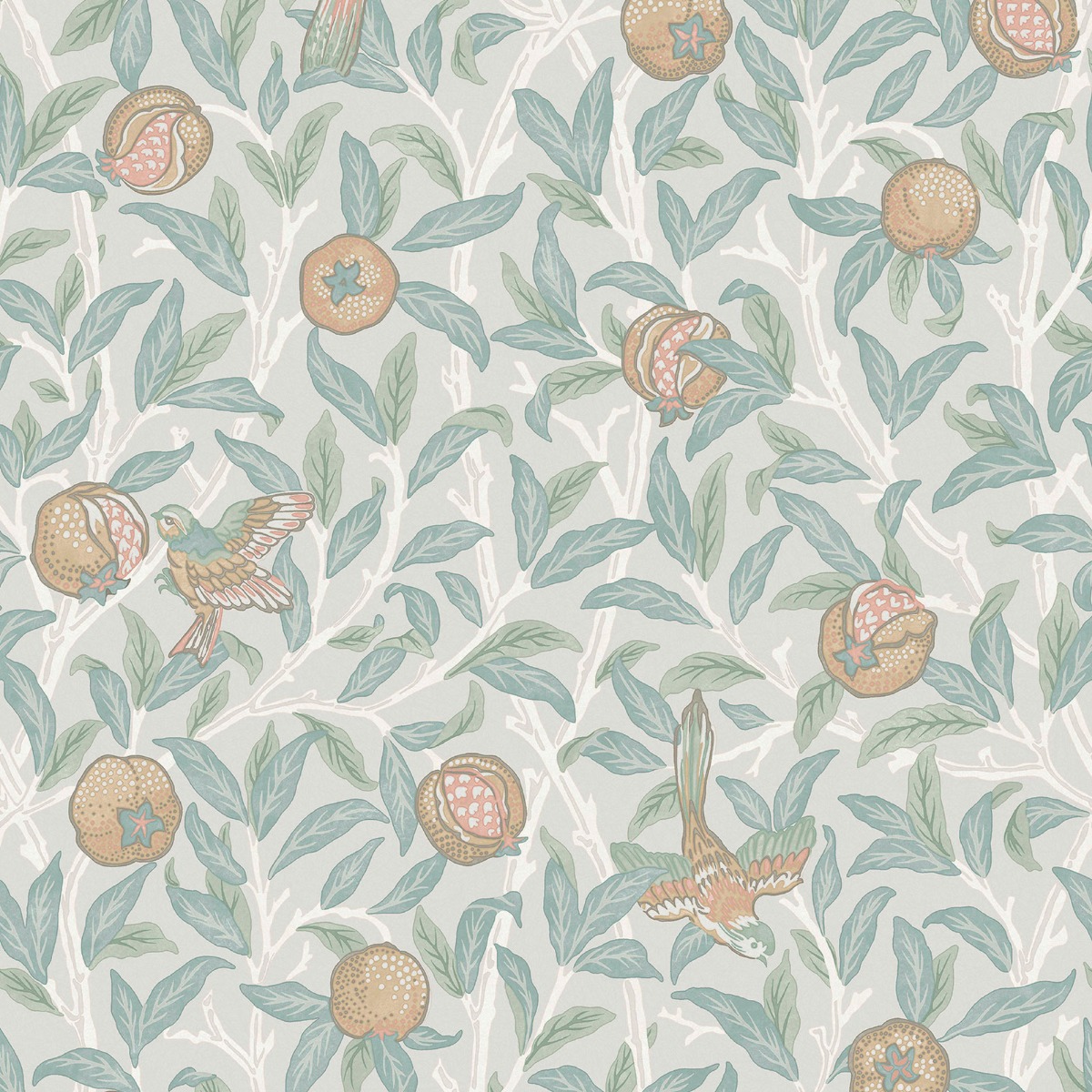 William Morris At Home Bird & Pomegranate Duck Egg Wallpaper - 10m x 52cm