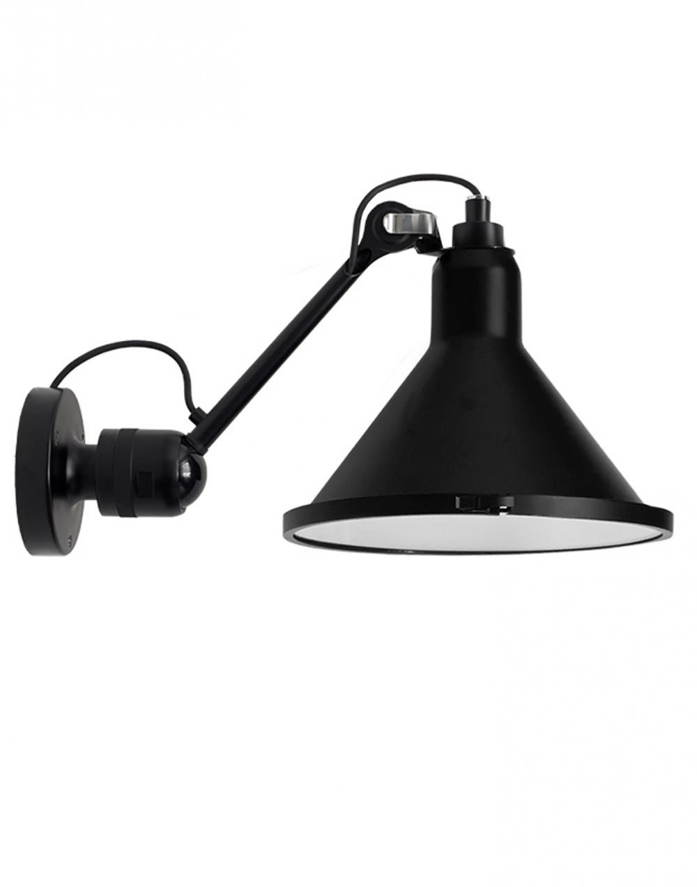Lampe Gras 304 Xl Outdoor Wall Light Black Arm Black Shade Conic