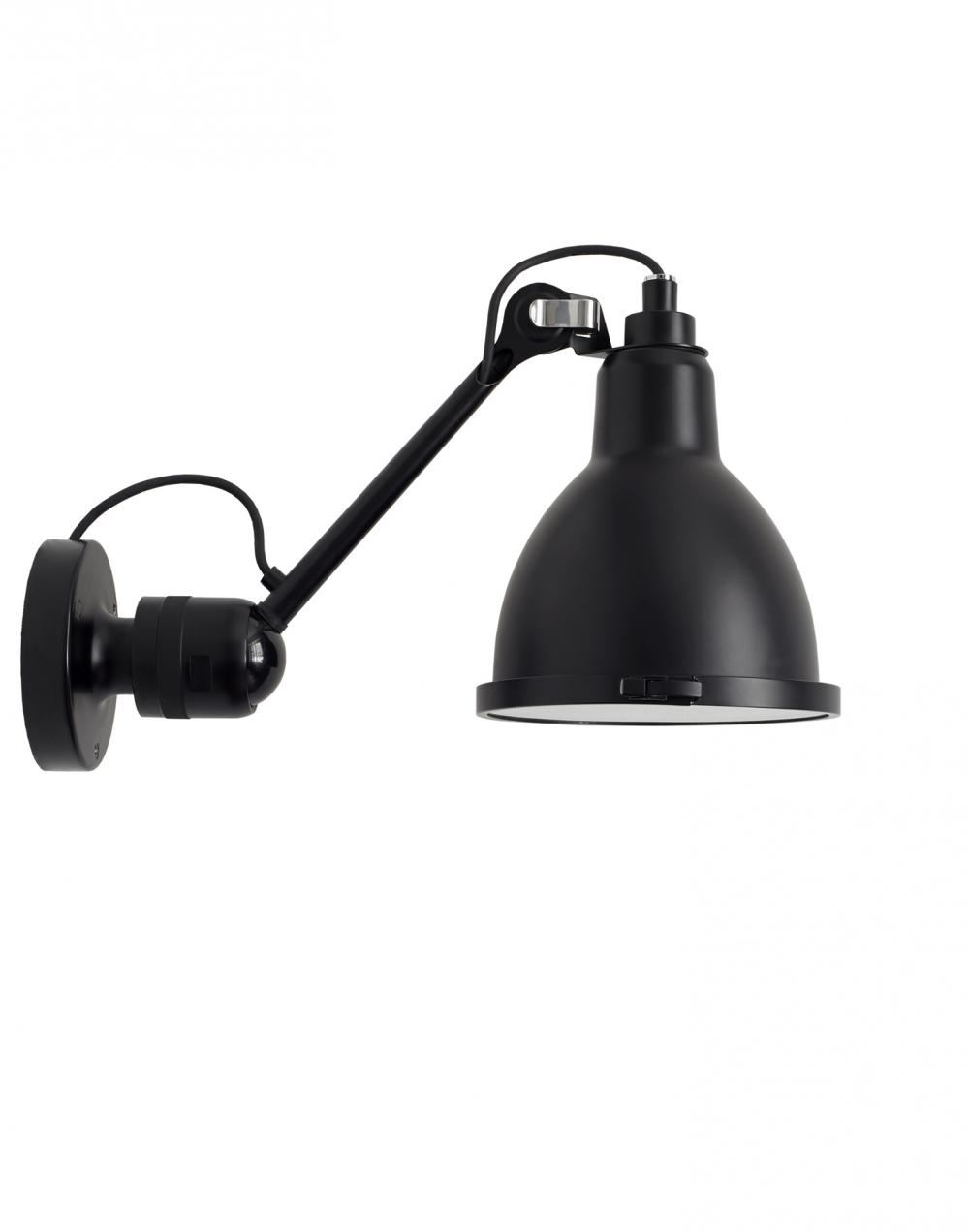 Lampe Gras 304 Xl Outdoor Wall Light Black Arm Black Shade Round