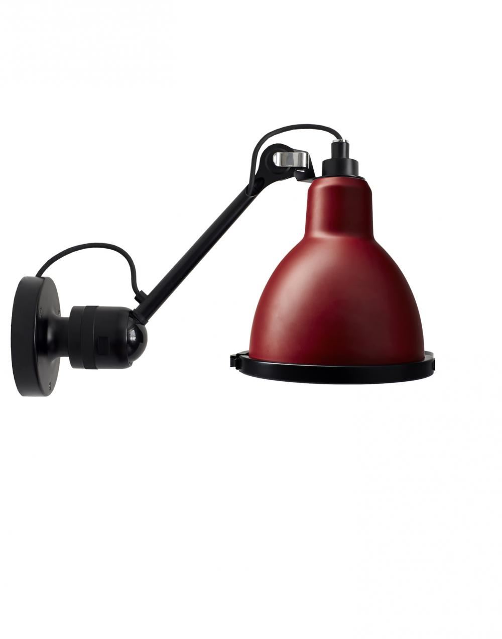 Lampe Gras 304 Xl Outdoor Wall Light Black Arm Red Shade Round