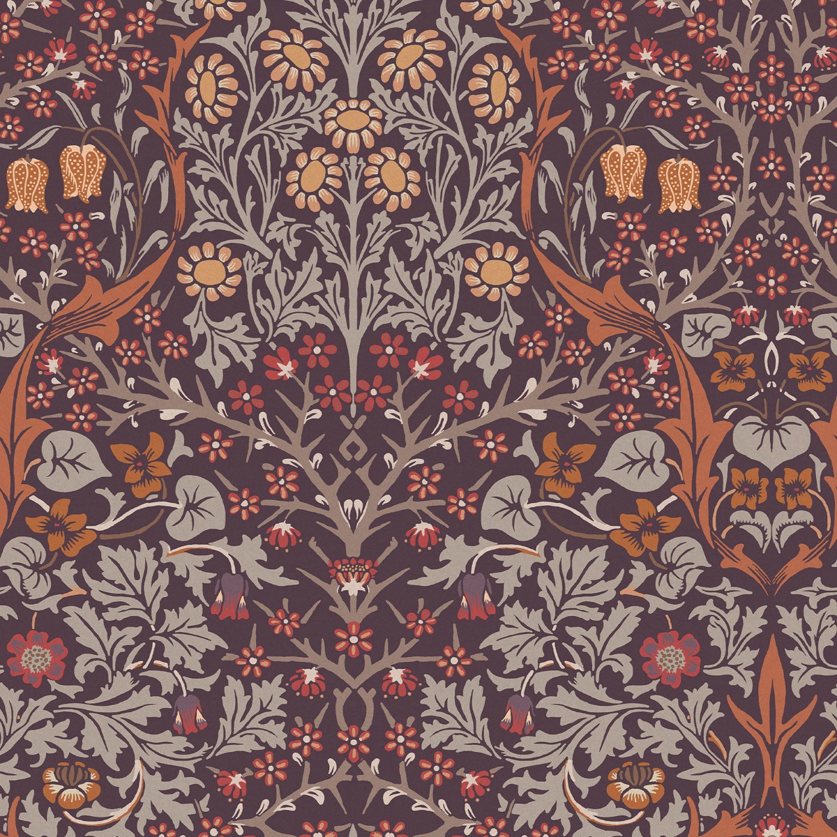 William Morris At Home Blackthorn Plum Wallpaper - 10m x 52cm