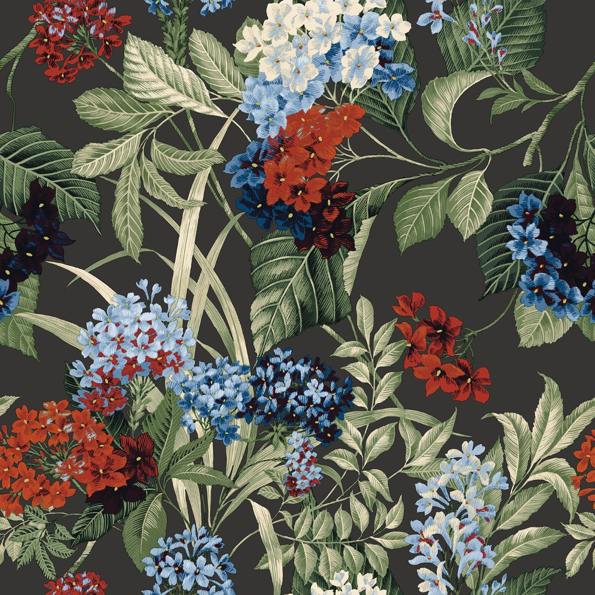 Misaki Floral Wallpaper Charcoal Belgravia 2320
