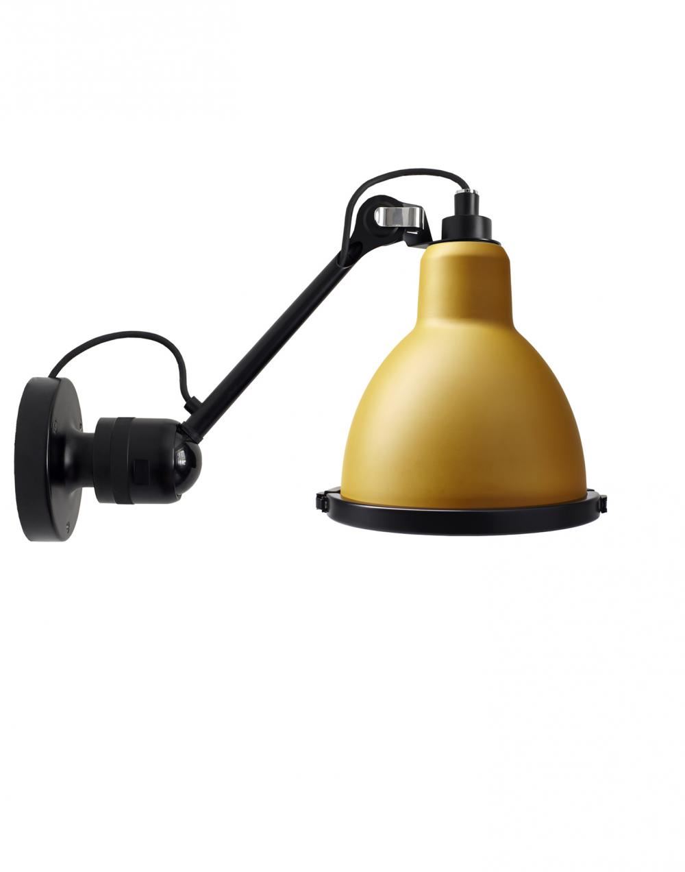 Lampe Gras 304 Xl Outdoor Wall Light Black Arm Yellow Shade Round