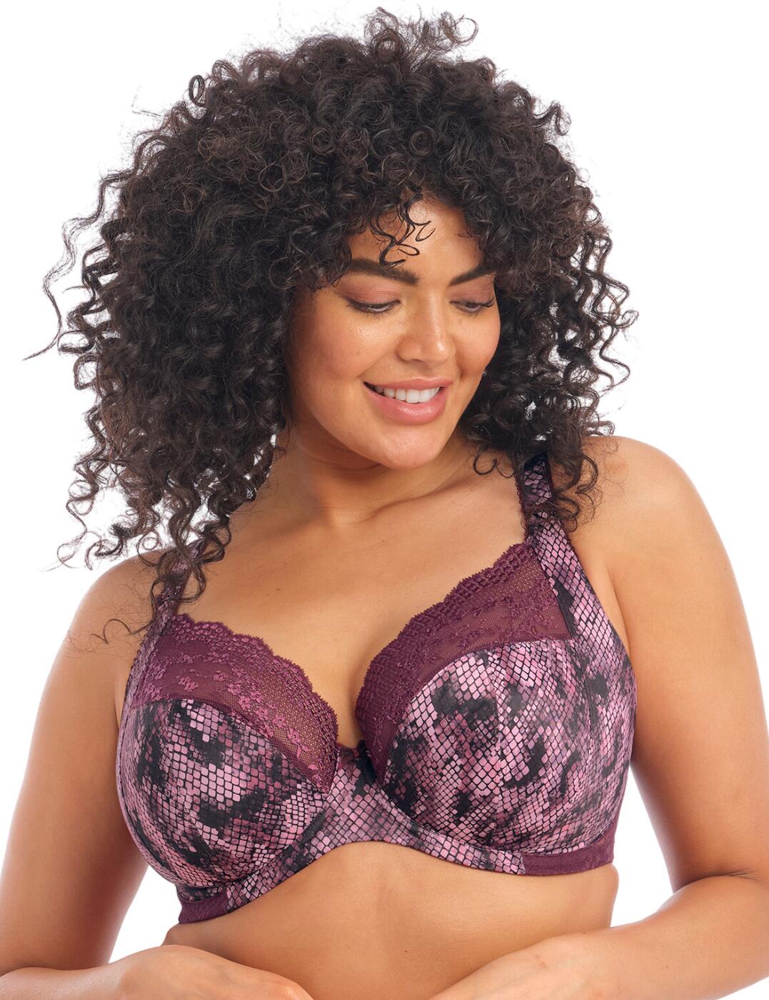 Make a bold statement with the Elomi Lucie plunge bra. This fashion-forward bra offers the perfect combination of style, support and comfort. The three-section cups are made with a soft stretch lace that molds to your shape, creating a smooth and rounded silhouette under clothes. The plunge front offers an alluring neckline without compromising support. The printed lace overlay on the straps, cups and back band add an eye-catching pop of pattern that coordinates effortlessly with the matching briefs for a put-together look. Underneath the stylish exterior lies thoughtful design - a side support panel provides forward shaping, the narrow underband minimizes rolling, and the back band is reinforced with powernet to anchor the bra in place.  Underwired cups Plunge cup neckline for a flattering edge Adjustable shoulder straps Low centre front Non-padded cups Side support panel Hook and eye rear closure Country of origin: Sri Lanka Composition: Cup: 100% Polyester Composition: Top Cup Lace: 77% Polyamide &pipe; 23% Elastane Composition: Wing: 78% Polyamide &pipe; 22% Elastane Composition: Wing Lining: 59% Polyamide &pipe; 41% Elastane Listed in UK sizes  62494-107853-1429619 4490 Plunge Bra