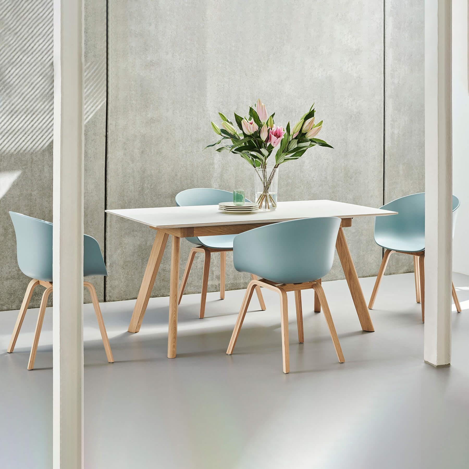 Hay Family Dining Bundle With 4 Chairs Cph30 Table No Extension Aac 22 Chair Dusty Blue Shell Multi Designer Furniture From Holloways Of Ludlow
