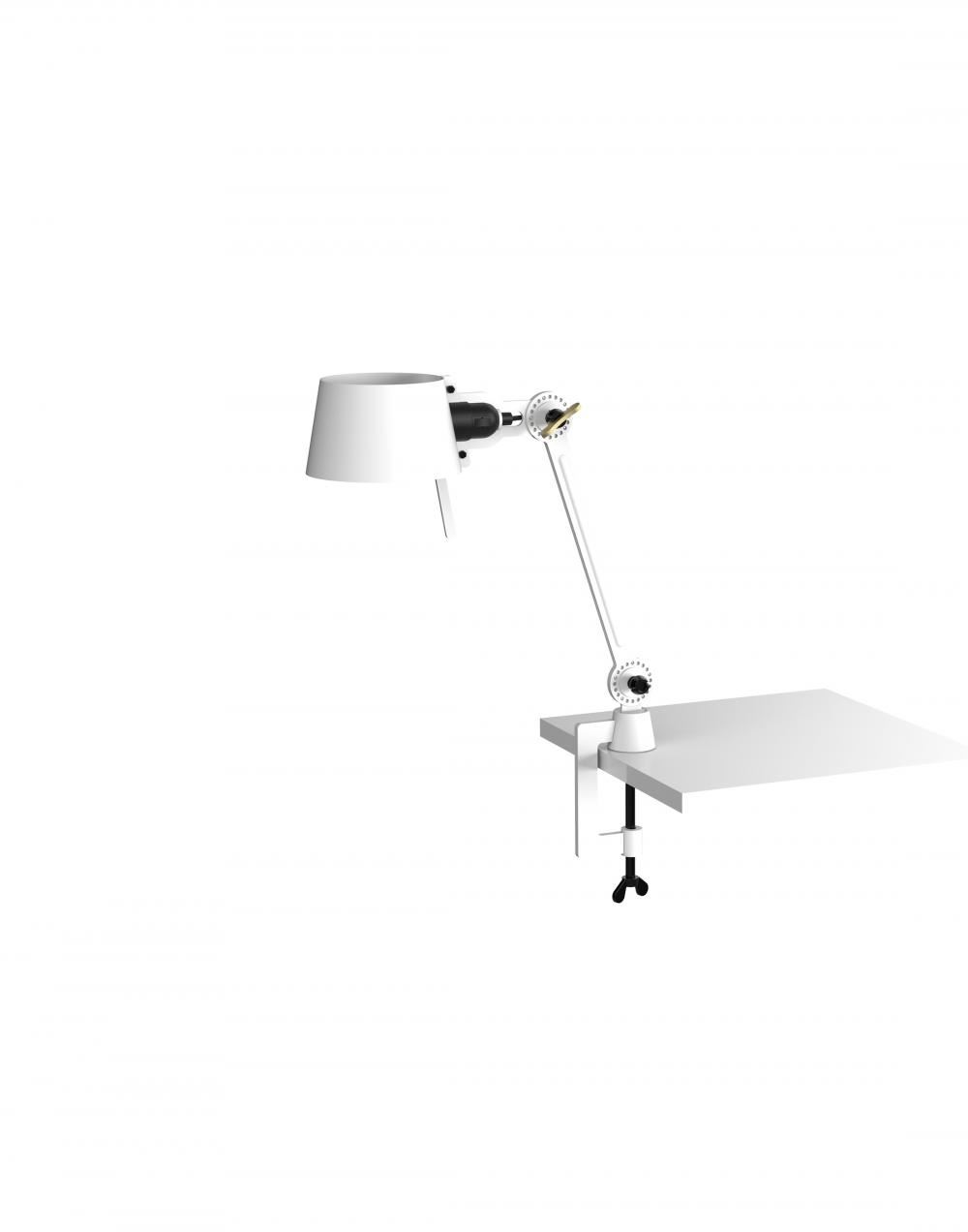 Bolt Desk Lamp Single Arm Small With Clamp Pure White