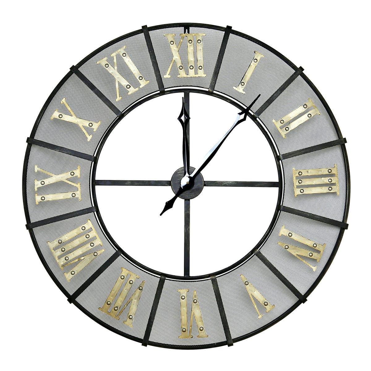 wrought iron outdoor clock - black & antique brass