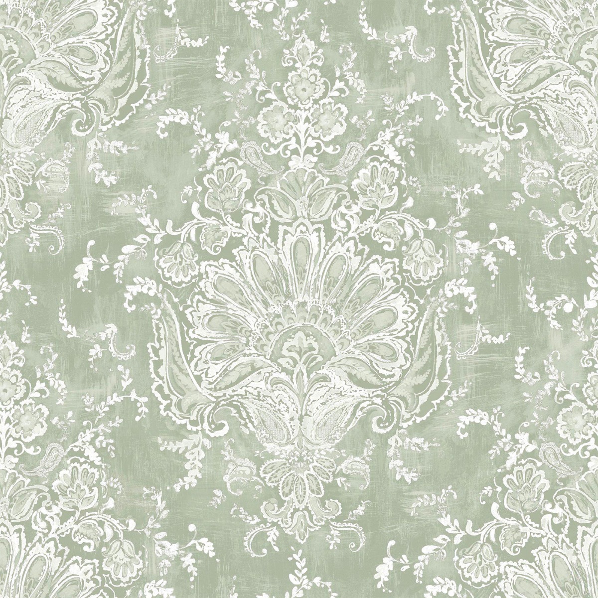 Laura Ashley Maddox Damask Wallpaper Sage Green 130105