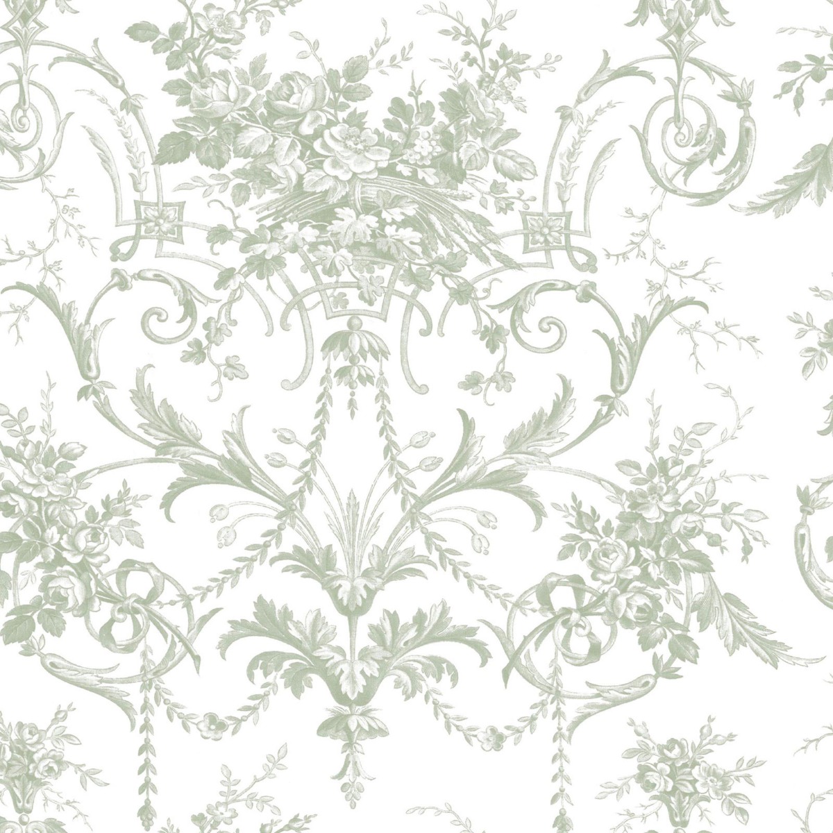 Laura Ashley Tuileries Wallpaper Sage Green 130112