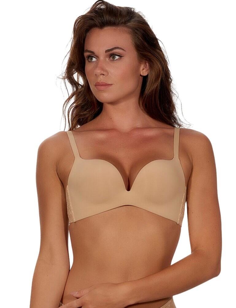 Enjoy a gorgeously shaped cleavage wearing this After Eden creation. Designed to enhance without wires whilst not skipping on comfort. Smooth plunge cups are complete with push-up padding for a natural lift. The rear wing is crafted from elegant lace adding a feminine touch to this sleek bra. The shoulder straps are fully adjustable and it fastens with a hook and eye closure at the rear.  Perfect everyday bra Wireless cups Padded cups Adjustable shoulder straps Hook and eye closure Crafted from recycled materials Composition: 81% polyamide &pipe;19% elastane Listed in UK sizes  46931-85910-1165477 7004 Push-Up Bra