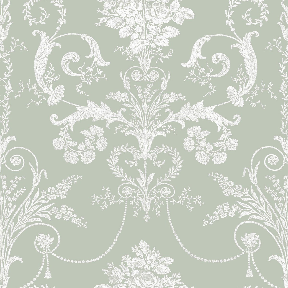 Laura Ashley Josette Damask Wallpaper Sage Green 130114