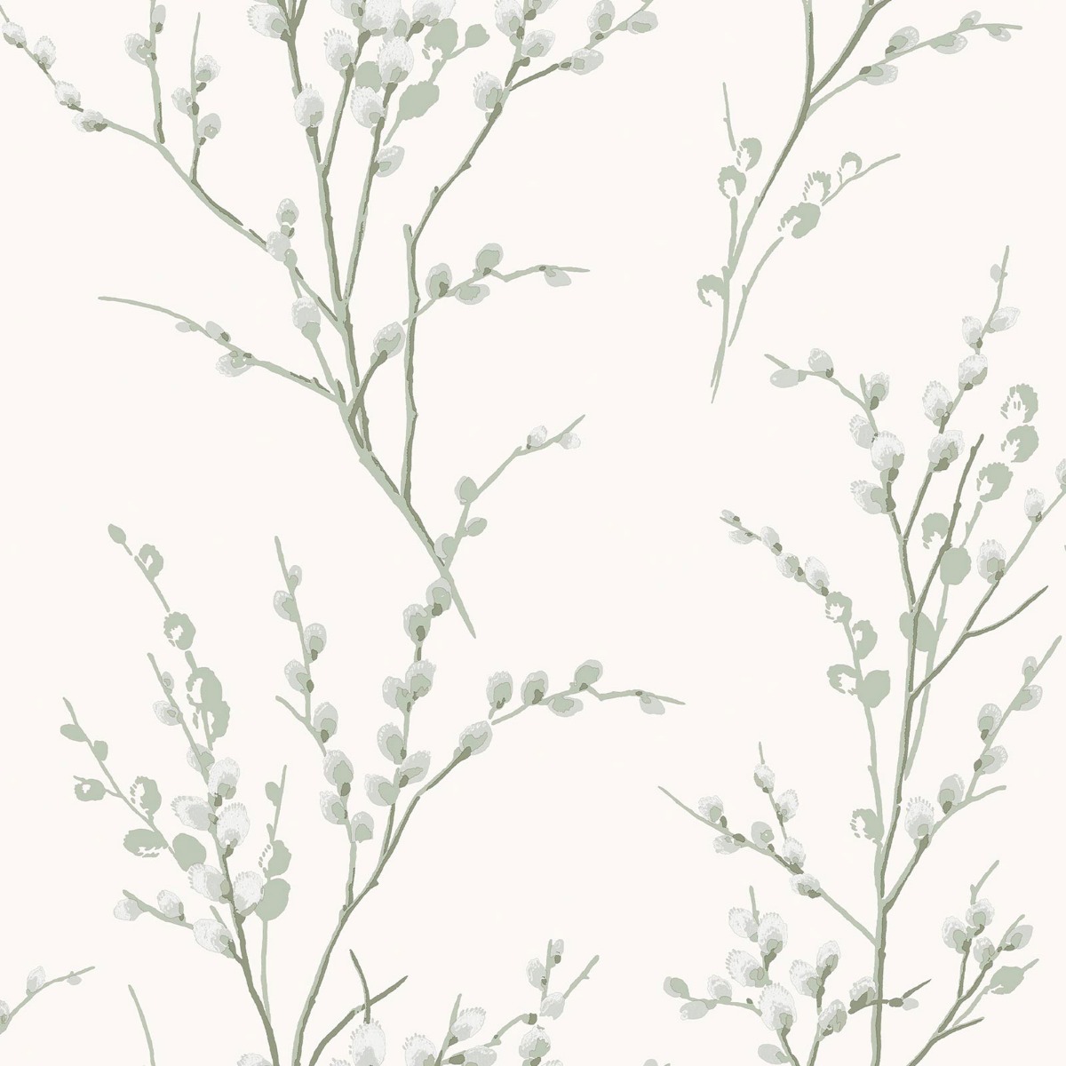 Laura Ashley Pussy Willow Wallpaper Sage Green / Cream 130115