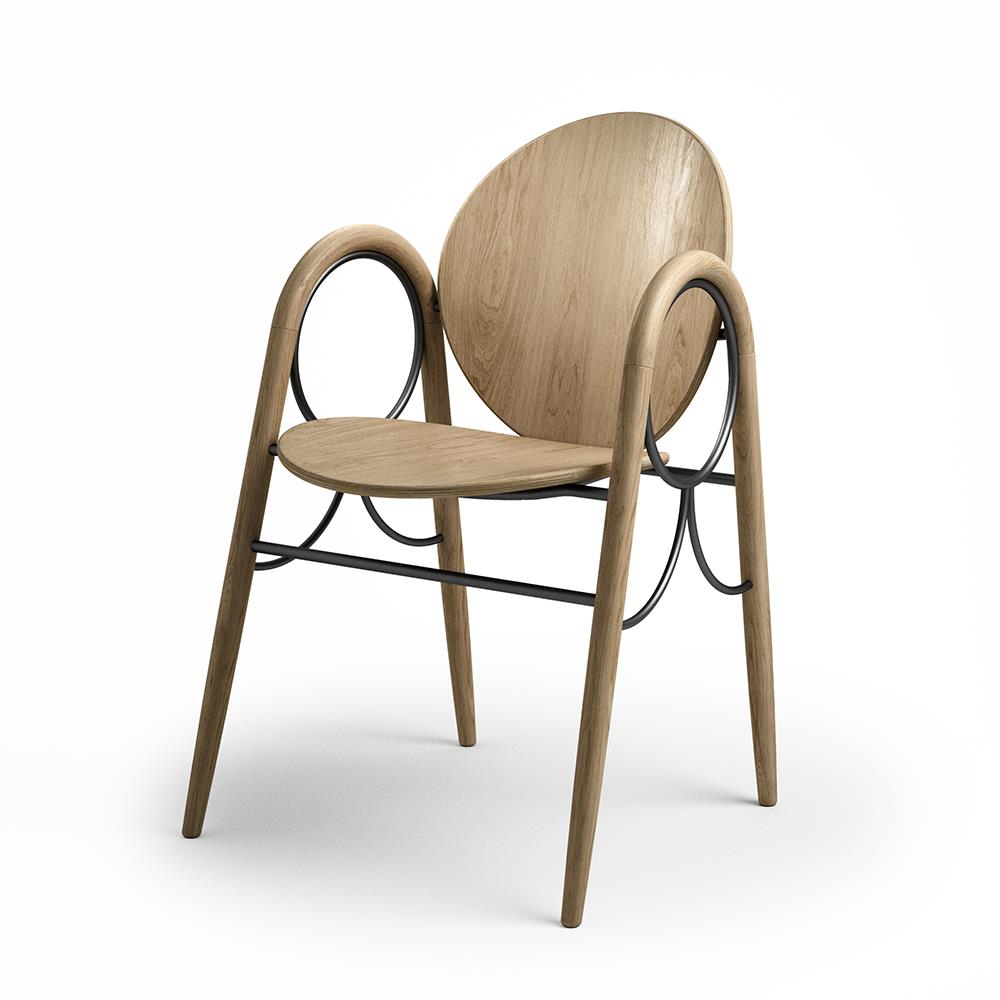 Arkade Dining Chair Oak And Black Oxide Metal