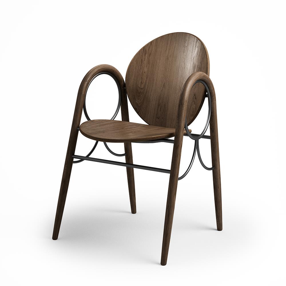 Arkade Dining Chair Fumed Oak And Black Oxide Metal