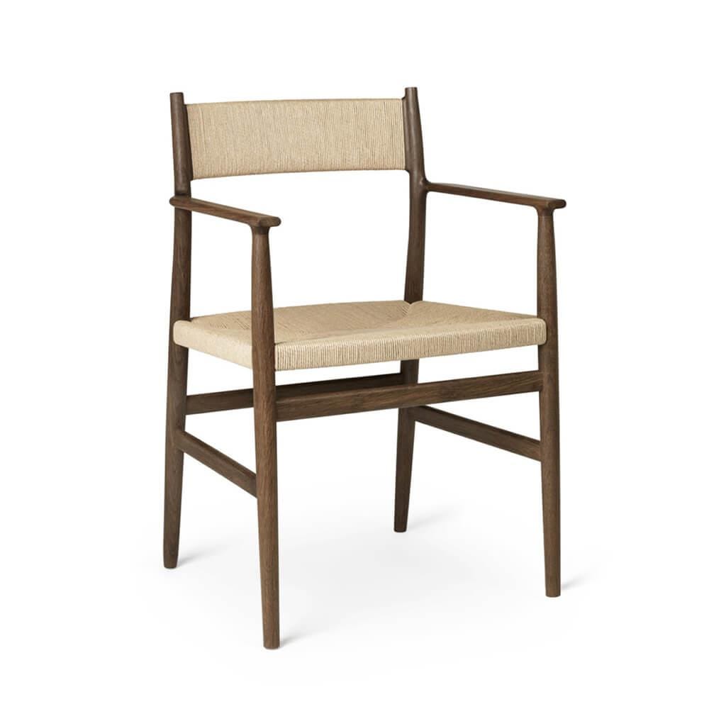 Arv Dining Chair Fumed Oiled Oak Weaved Seat Back With Armrest
