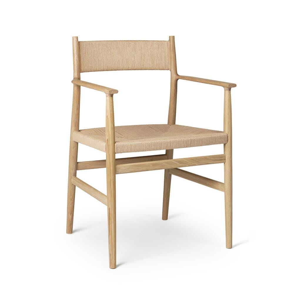 Arv Dining Chair Waxed Oiled Oak Weaved Seat Back With Armrest