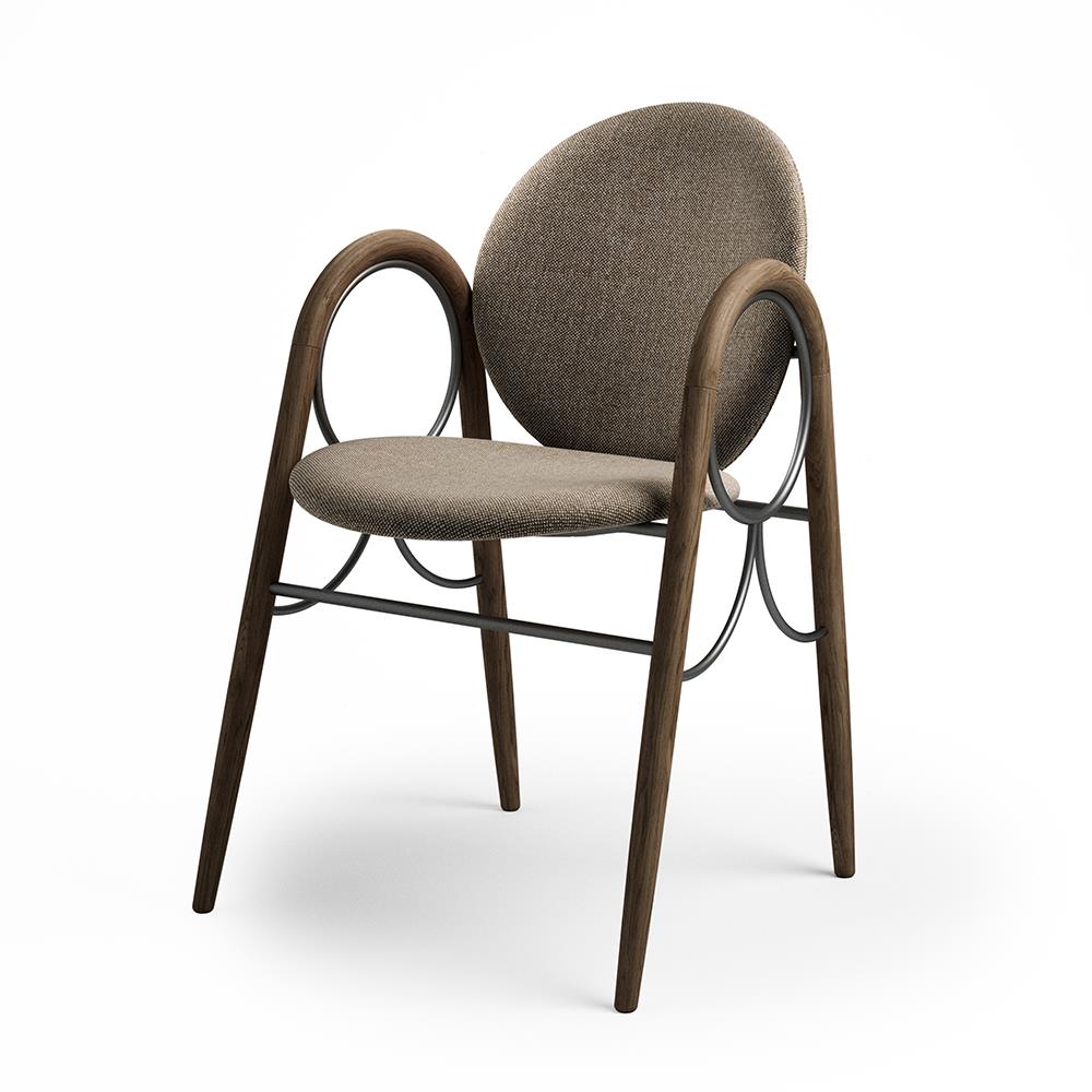 Arkade Dining Chair Upholstered Fumed Oak And Black Oxide Metal Hallingdal Brown Fabric 270