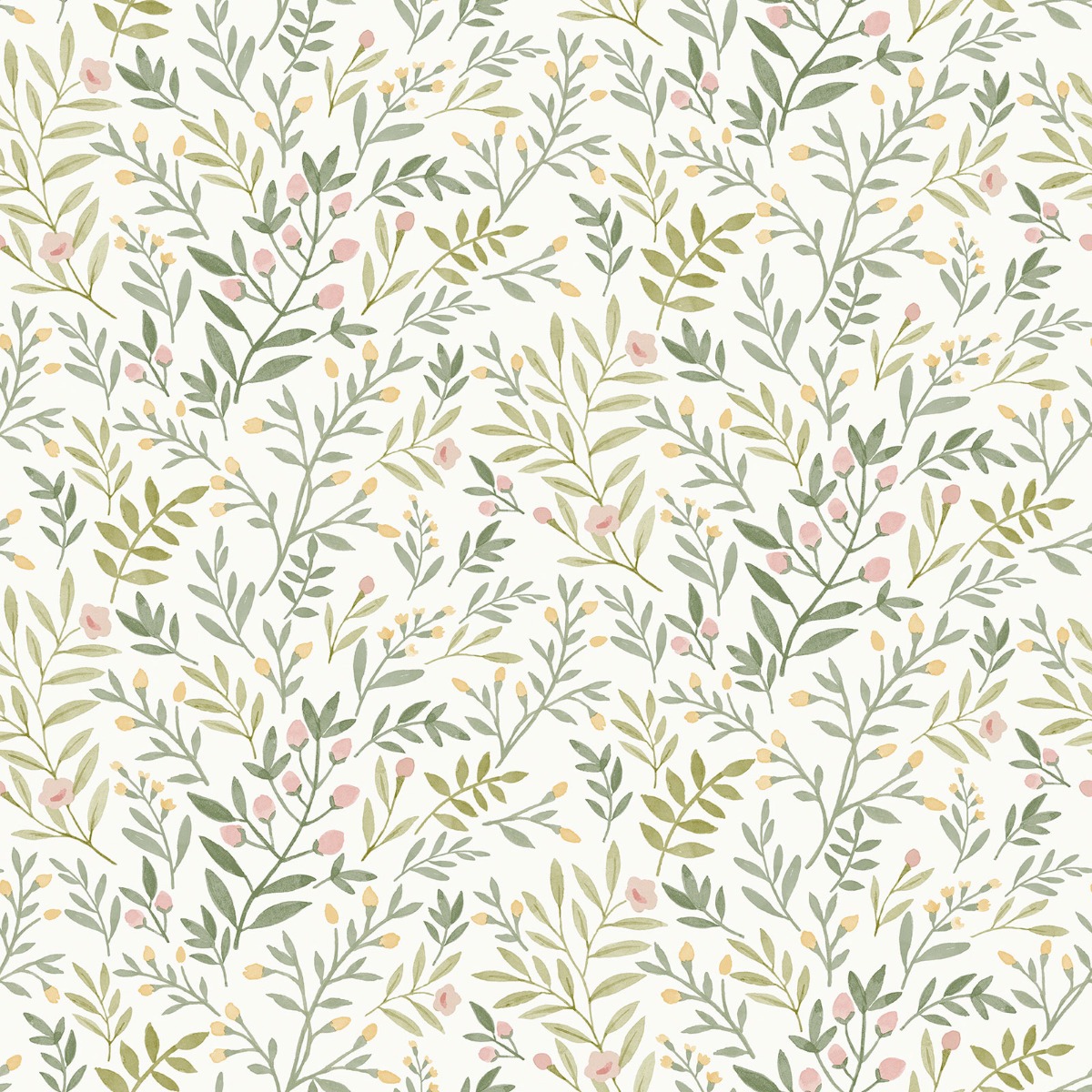 Leafy Trail Vinyl Wallpaper Sage Green / Pink Grandeco A78801