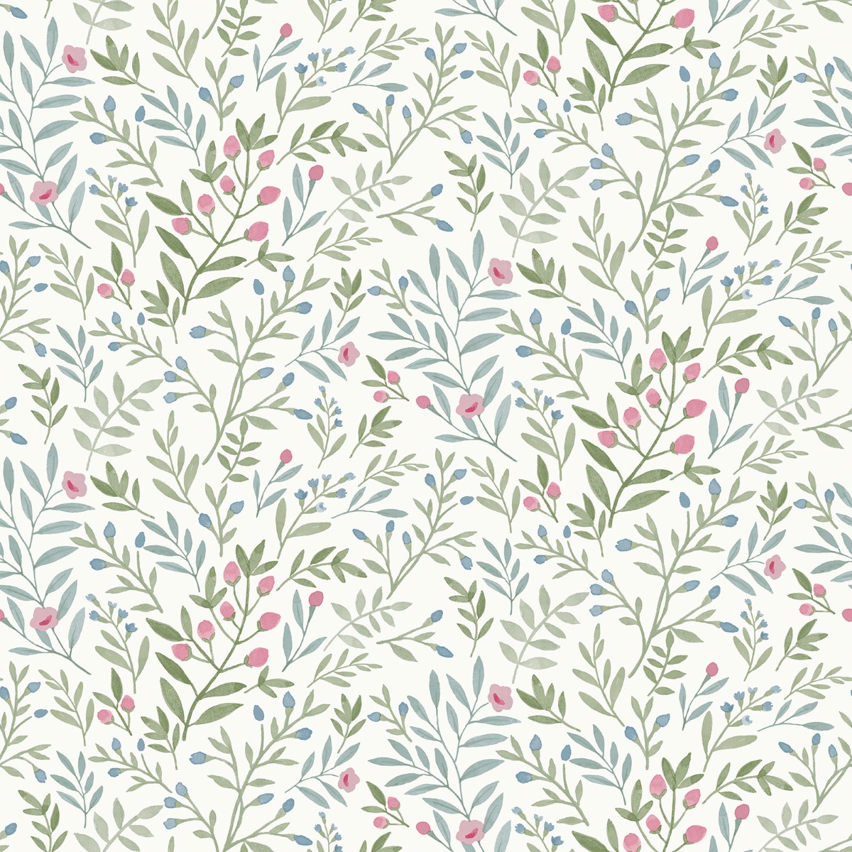 Grandeco Inia Leafy Trail Green Blue Scrubbable Paste The Wall Wallpaper