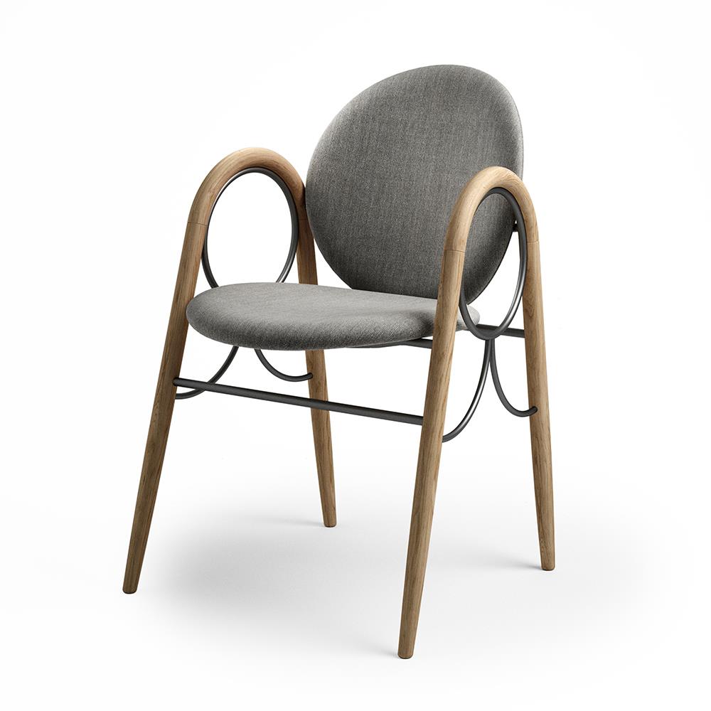 Arkade Dining Chair Upholstered Oak And Black Oxide Metal Floyd Dark Grey Fabric 363