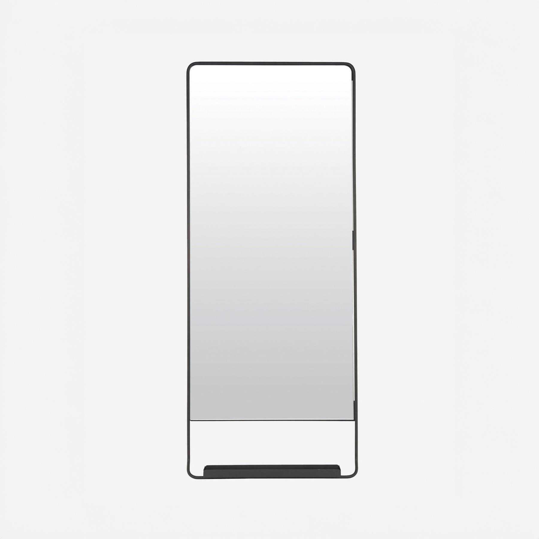 Hd Chic Mirror With Shelf Vertical Metal And Glass Black