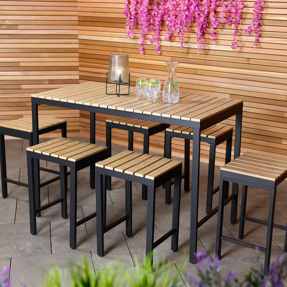 Charles Bentley Polywood And Extrusion Aluminium 6 Seater Bar Style Dining Set