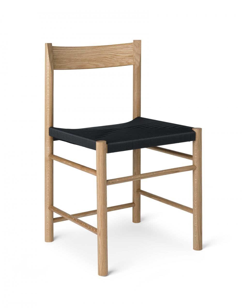F Dining Chair Waxed Oiled Oak Polyester Weaved Seat With Armrest