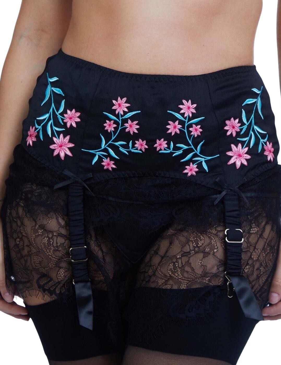 Introducing the new retro addition to Belle Lingerie, the Betty Page Doris suspender belt! Designed in a deeper shape, this gorgeous style is decorated in beautiful lace details with pretty flowers to the centre front. Crafted to shape your waist and flatter your curves when paired with matching items from the same range!  Deep suspender shape Beautiful floral details Adjustable suspender ends Hook and eye fastening Composition: 100% Polyester Listed in UK sizes  46973-85965-1145515 BPSB087 Suspender Belt