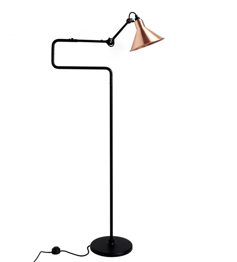 Lampe Gras 411 Floor Light Copper Shade With White Interior Conic Shade